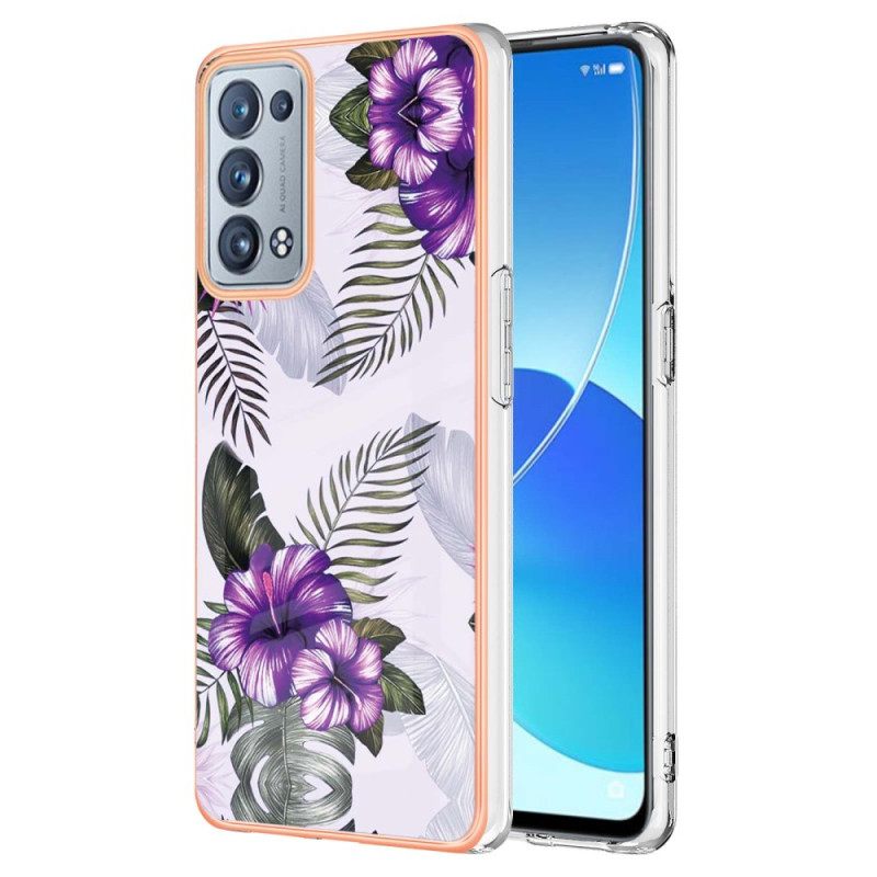 Kuori Oppo Reno 6 Pro 5G Purple Hibiscus Kuvio