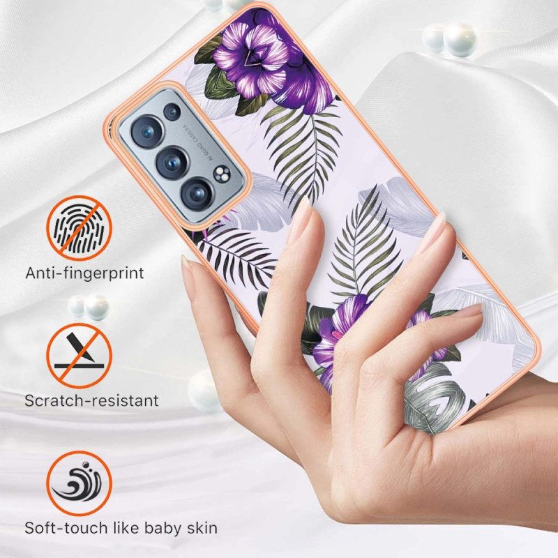 Kuori Oppo Reno 6 Pro 5G Purple Hibiscus Kuvio