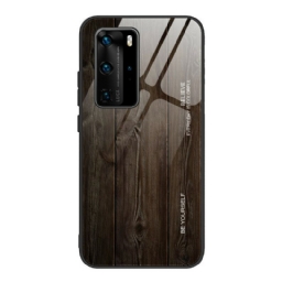 Case Huawei P40 Pro Tempered Glass Wood Design