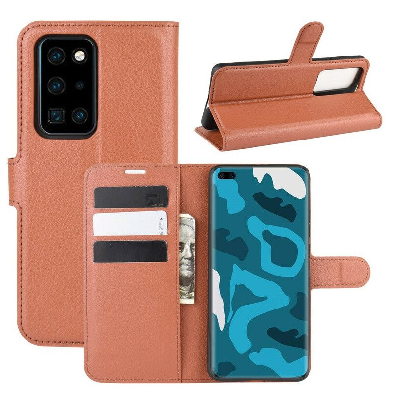 Kotelot Huawei P40 Pro Classic Litchi Faux Leather