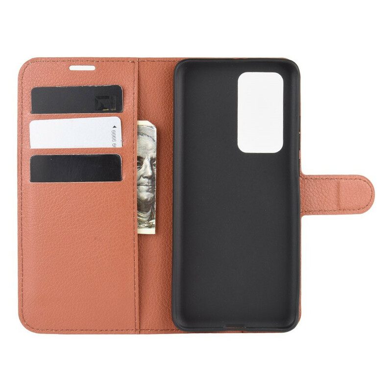 Kotelot Huawei P40 Pro Classic Litchi Faux Leather