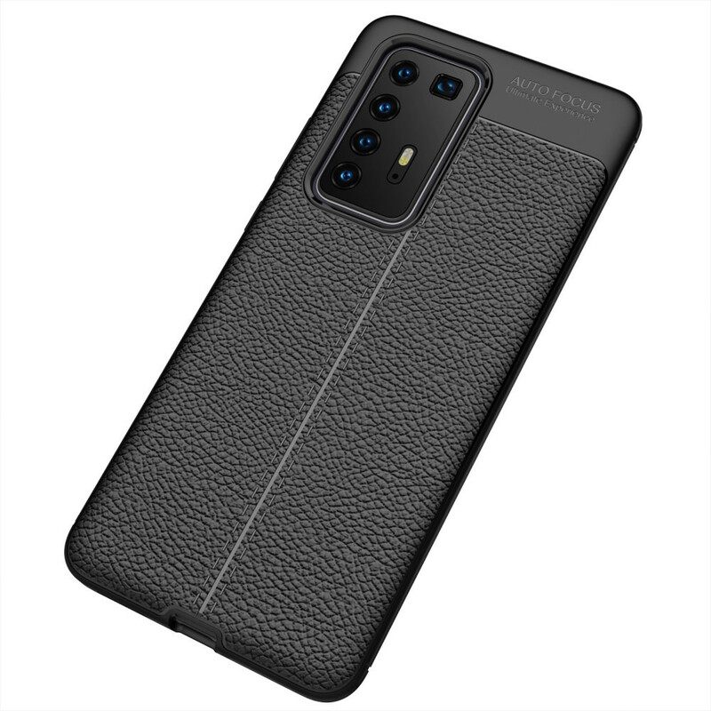 Kuori Huawei P40 Pro Double Line Litchi Leather Effect