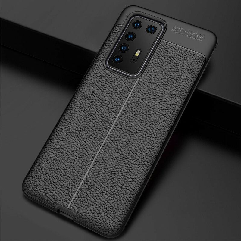 Kuori Huawei P40 Pro Double Line Litchi Leather Effect