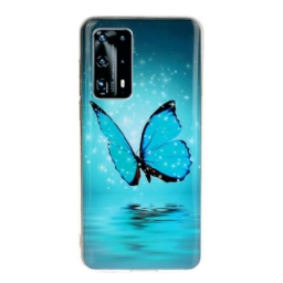 Kuori Huawei P40 Pro Fluoresoiva Sininen Perhonen