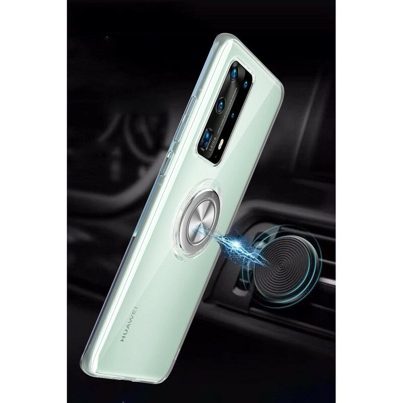 Kuori Huawei P40 Pro Silikonimetalli Pyörivä Rengas