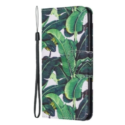 Nahkakotelo Google Pixel 4 Suojaketju Kuori Tropical Leaves Strappy