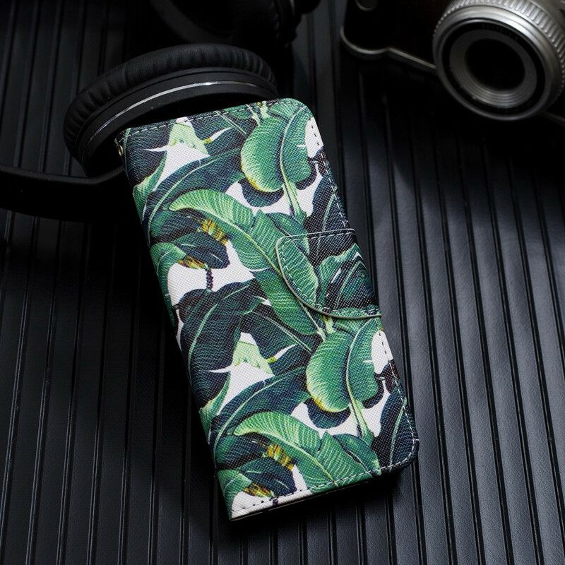 Nahkakotelo Google Pixel 4 Suojaketju Kuori Tropical Leaves Strappy