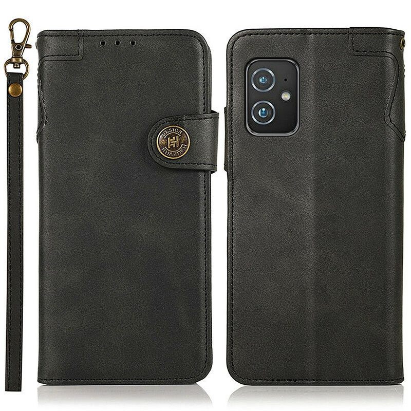 Kotelot Asus Zenfone 8 Faux Leather Button Khazneh