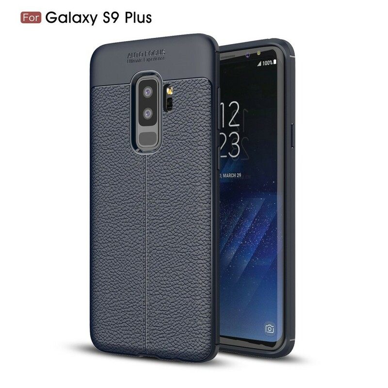 Case Samsung Galaxy S9 Plus Double Line Litchi Leather Effect