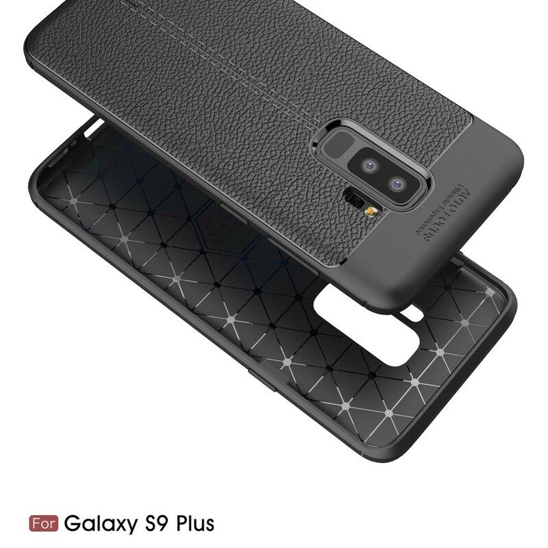 Case Samsung Galaxy S9 Plus Double Line Litchi Leather Effect