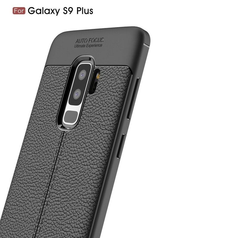 Case Samsung Galaxy S9 Plus Double Line Litchi Leather Effect