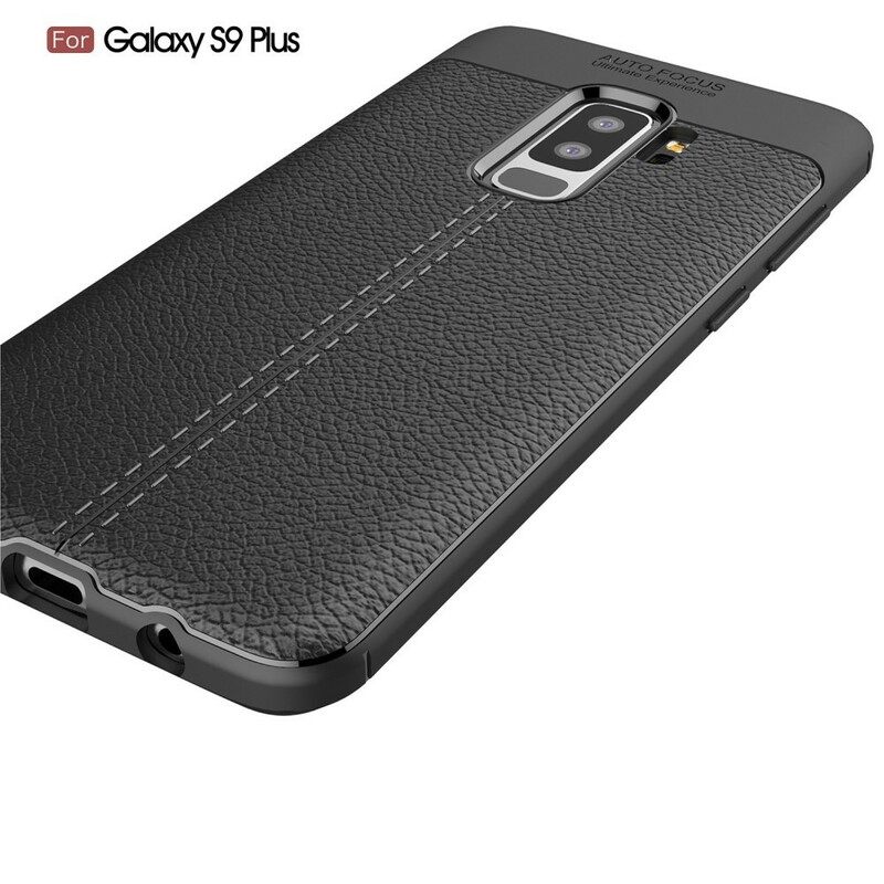 Case Samsung Galaxy S9 Plus Double Line Litchi Leather Effect