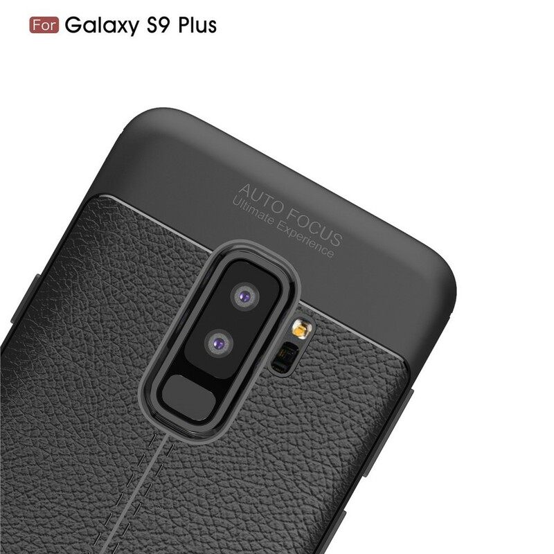 Case Samsung Galaxy S9 Plus Double Line Litchi Leather Effect