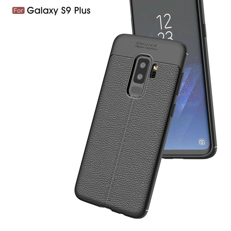 Case Samsung Galaxy S9 Plus Double Line Litchi Leather Effect