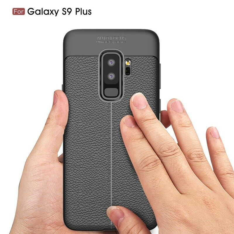 Case Samsung Galaxy S9 Plus Double Line Litchi Leather Effect