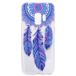 Kuori Samsung Galaxy S9 Plus Transparent Dream Catcher Blue Feathers