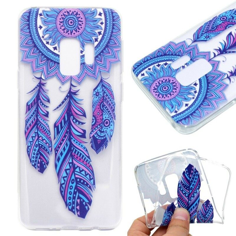 Kuori Samsung Galaxy S9 Plus Transparent Dream Catcher Blue Feathers