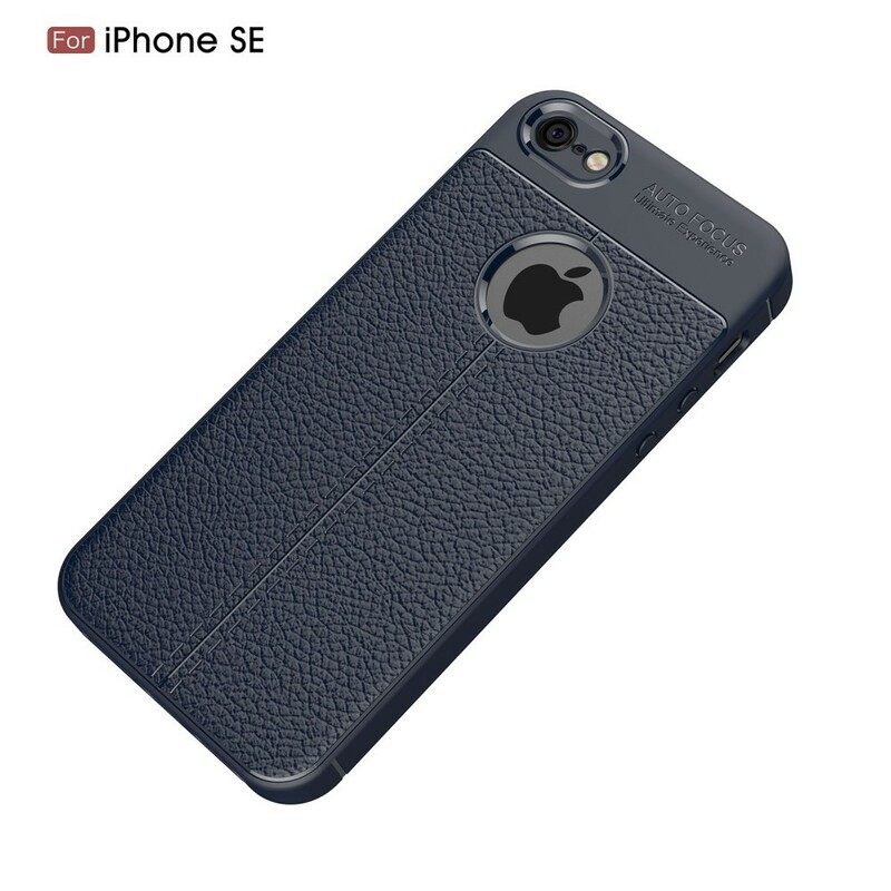 Case iPhone SE / 5 / 5S Double Line Litchi Leather Effect