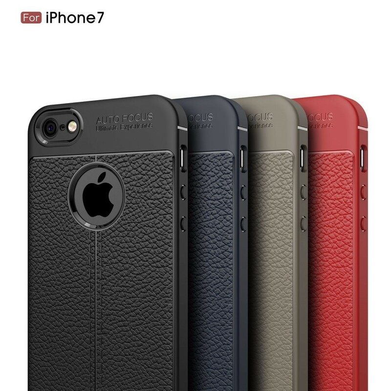 Case iPhone SE / 5 / 5S Double Line Litchi Leather Effect