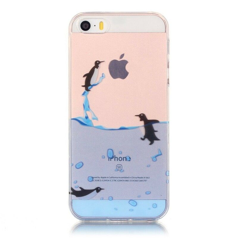 Kuori iPhone SE / 5 / 5S Transparent Penguin Game