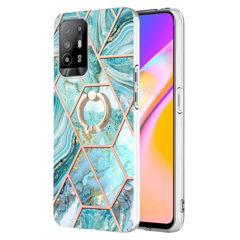 Case Oppo A94 5G Geometrinen Marmori Renkaalla