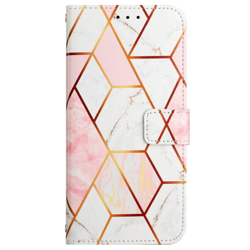 Flip Case Oppo A94 5G Marble Geometric Kaulanauhalla