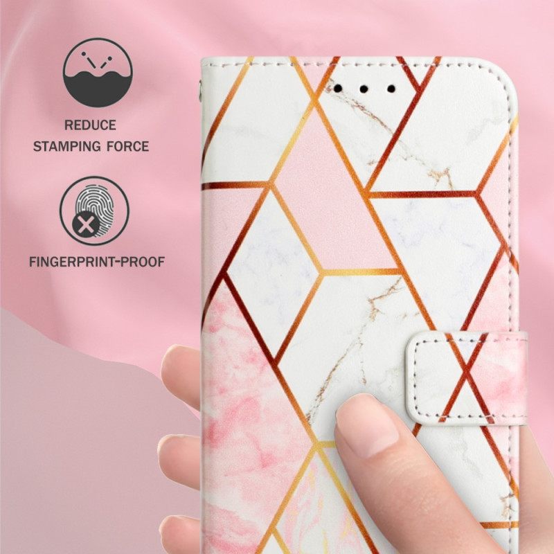 Flip Case Oppo A94 5G Marble Geometric Kaulanauhalla