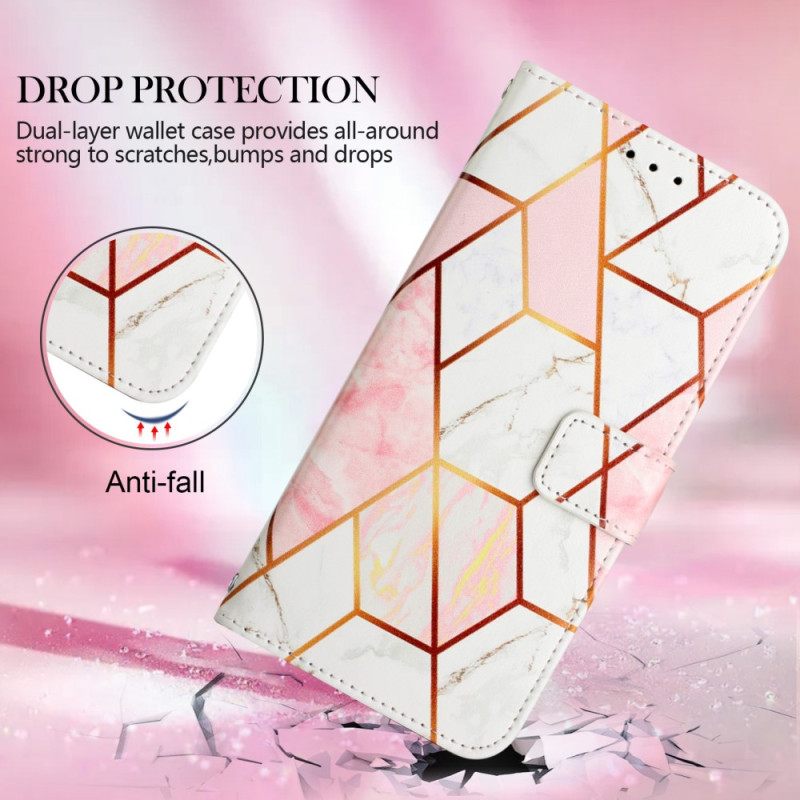 Flip Case Oppo A94 5G Marble Geometric Kaulanauhalla