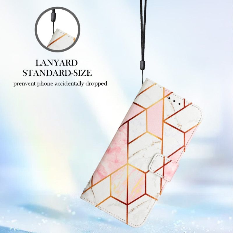 Flip Case Oppo A94 5G Marble Geometric Kaulanauhalla