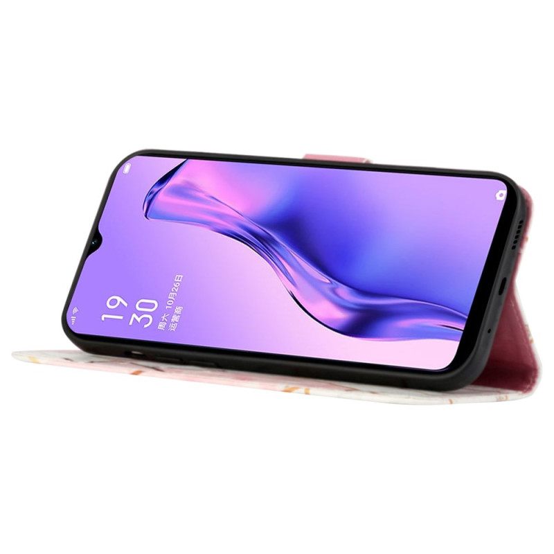 Flip Case Oppo A94 5G Marble Geometric Kaulanauhalla