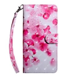 Kotelot Oppo A94 5G Pink Flowers Kaulanauhalla