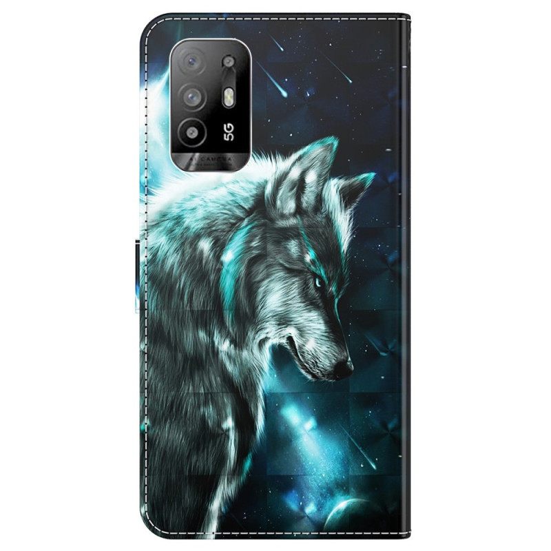 Kotelot Oppo A94 5G Wolf Kaulanauhan Kanssa