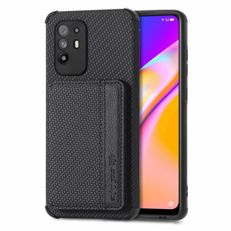 Kuori Oppo A94 5G Carbon Fiber Korttikotelo