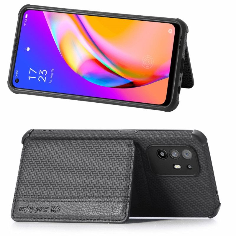 Kuori Oppo A94 5G Carbon Fiber Korttikotelo