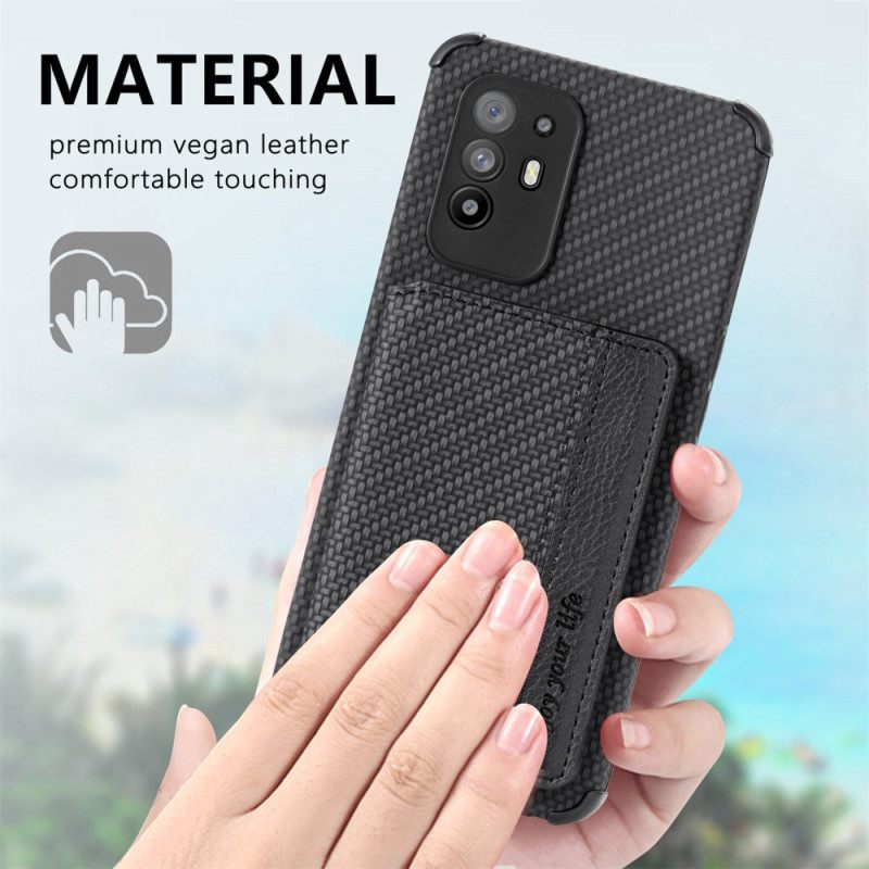 Kuori Oppo A94 5G Carbon Fiber Korttikotelo