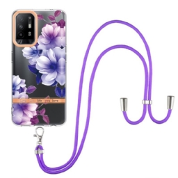 Kuori Oppo A94 5G Kiristysnyörillä Flower Cordille