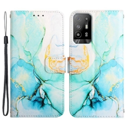 Nahkakotelo Oppo A94 5G Marble Kaulanauhalla