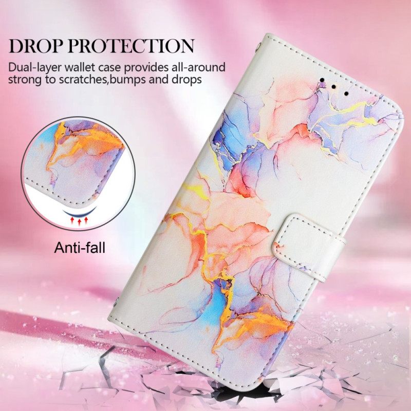 Nahkakotelo Oppo A94 5G Marble Kaulanauhalla