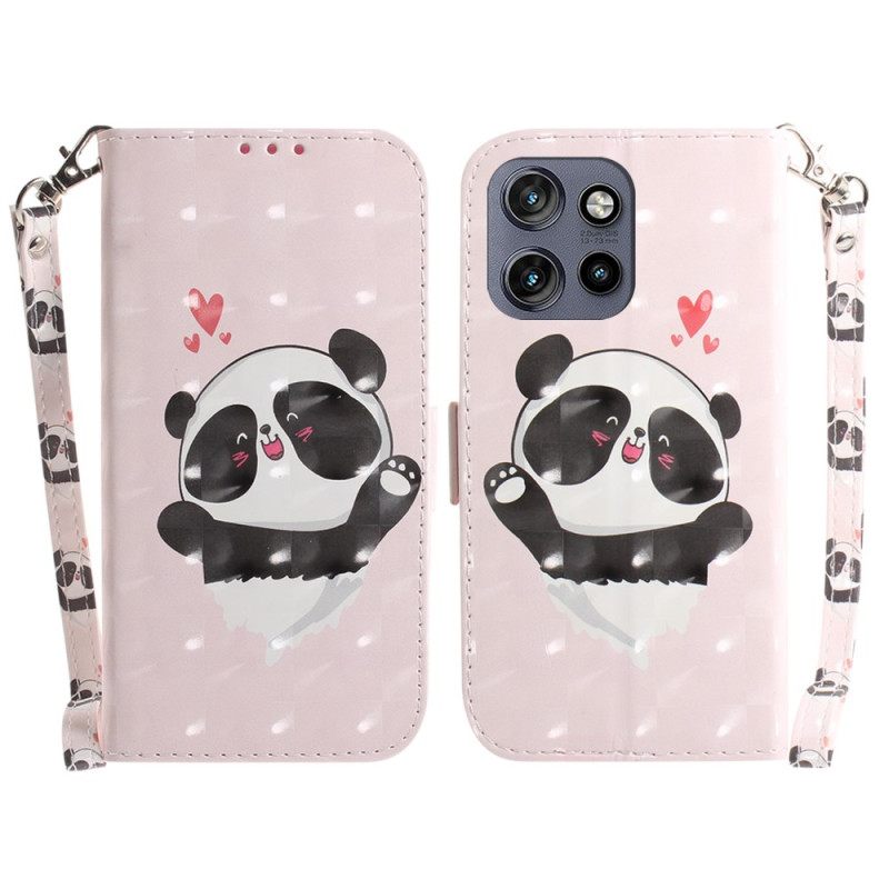 Kotelot Motorola Edge 50 Neo Panda Love Hihnalla Suojakuori