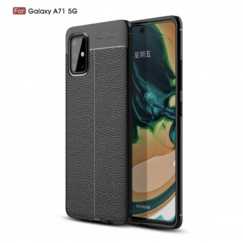 Kuori Samsung Galaxy A71 5G Double Line Litchi Leather Effect