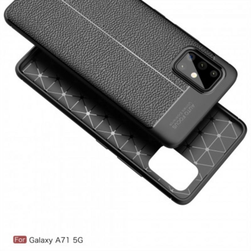 Kuori Samsung Galaxy A71 5G Double Line Litchi Leather Effect