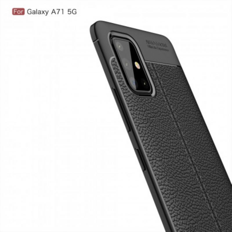 Kuori Samsung Galaxy A71 5G Double Line Litchi Leather Effect