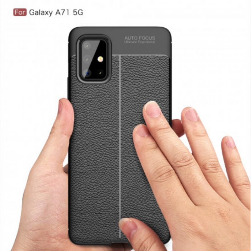 Kuori Samsung Galaxy A71 5G Double Line Litchi Leather Effect