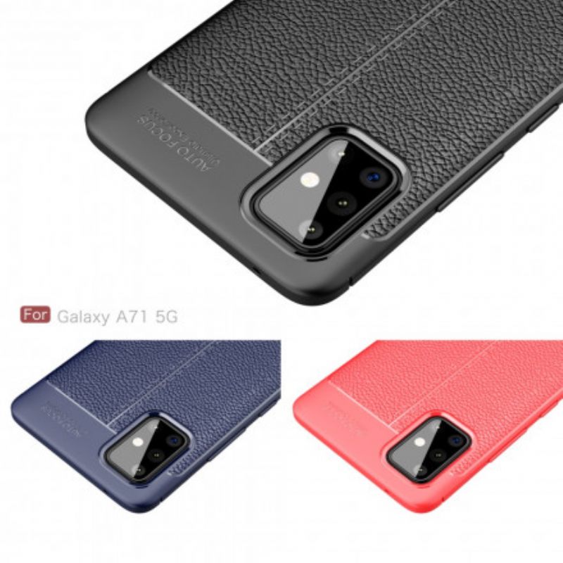 Kuori Samsung Galaxy A71 5G Double Line Litchi Leather Effect