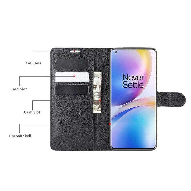 Kotelot OnePlus 8 Pro Style Premium Litchi Leather