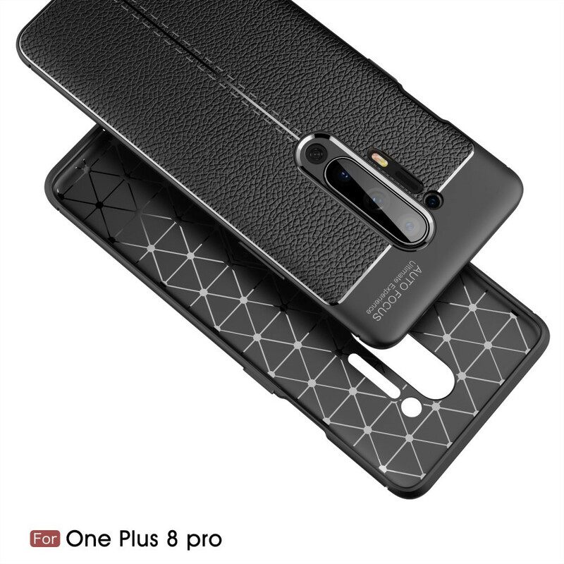 Kuori OnePlus 8 Pro Double Line Litchi Leather Effect