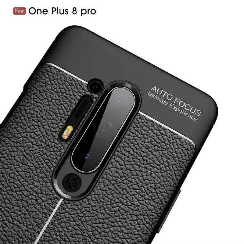 Kuori OnePlus 8 Pro Double Line Litchi Leather Effect