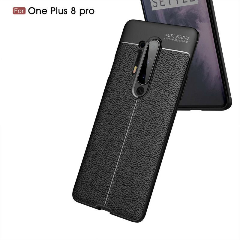 Kuori OnePlus 8 Pro Double Line Litchi Leather Effect