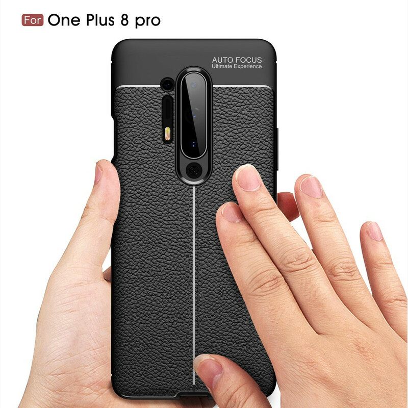 Kuori OnePlus 8 Pro Double Line Litchi Leather Effect