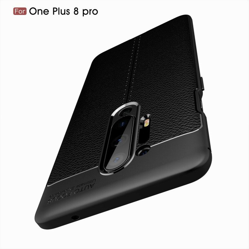 Kuori OnePlus 8 Pro Double Line Litchi Leather Effect